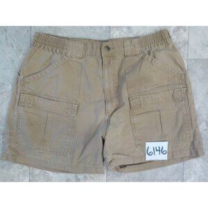 Cabela's 6 Pocket Men's Fishing Cargo Shorts Rust Brown Elastic Sides Size 36